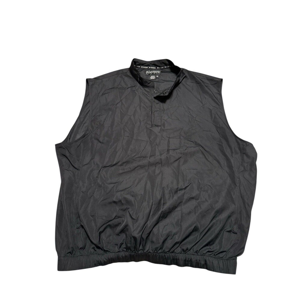 FootJoy FJ Sleeveless Vest Mens XL X-Large Black Quarter Snap Windbreaker Jacket